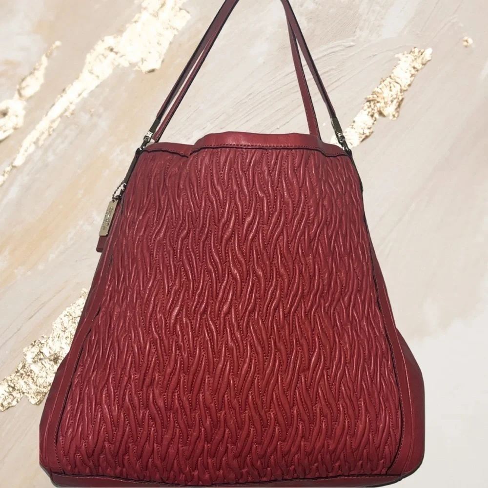 COACH Madison Phoebe Shoulder Bag in Gathered Twist Leather, Vermilion